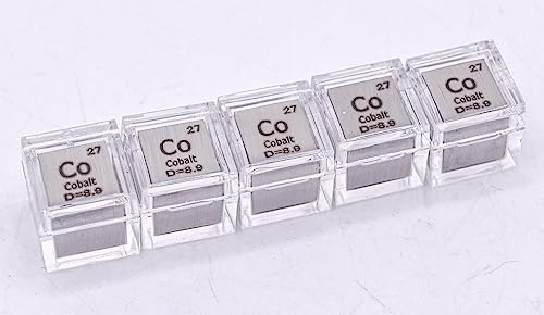 Image of 0.39 inch 10mm Cobalt Metal Cube Co up to 99.9% Pure Periodic Table Element Engraved Density Collection Science Education Display Block Cube + Acrylic Case Box - 1PC