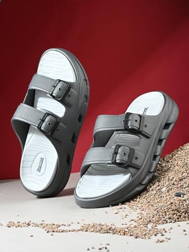 Image of DOCTOR HEALTH SUPER SOFT Men EVA Double Strap Sandals | Adjustable Buckle Comfort Slides | Lightweight Anti-Slip Ventilated Casual Sandals for Everyday Indoor Outdoor Wear