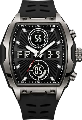 Image of V2A Impact-KUBIX 5410 Analog-Digital Watch for Men | Trendy Tonneau Shape | Bold Fashion Performance Watch with 3 Time Zones, Countdown, 50M Water Resistance, Alarm & Stopwatch