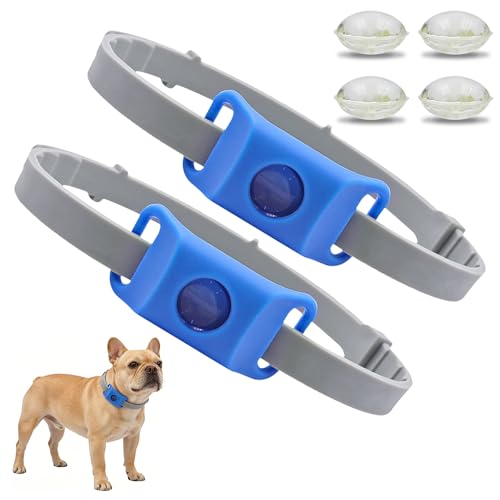 Collare Antiparassitario Naturale per Cani,Aquality Pets,Repellente per Pulci e Zecche con Ingredienti 100% Naturali,Protezione Duratura per Cani di Tutte le Taglie (2 Pezzi) (blu)
