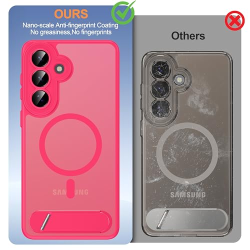AMILIFECASES Magnetic for Samsung Galaxy S26+ Plus Case, [Compatible with MagSafe][Full Camera Protection][Built-in Invisible Kickstand] Translucent Matte Phone Case for S26 Plus 6.7" - Hot Pink - image 7