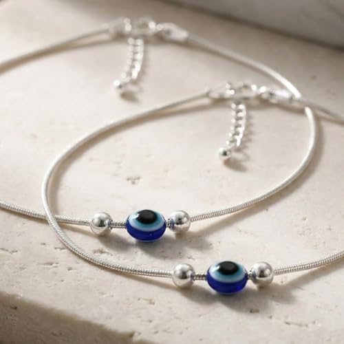 Image of Parnika 925 Pure 92.5 Sterling Silver Anklet Pair for Women | Adjustable Silver Payal | Hallmarked Real Silver Jewellery