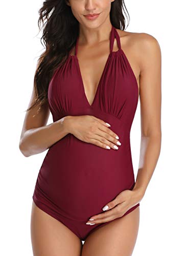 Bhome Maternity Swimsuit One Piece With Cover Up V Neck Maternity