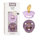 BIBS Colour Anatomical Soother 2-Pack, BPA Free Dummy Pacifier, Orthodontic Nipple. Natural Rubber Latex, Made in Denmark, Size 2 (6-18 Months), Violet Sky/Mauve
