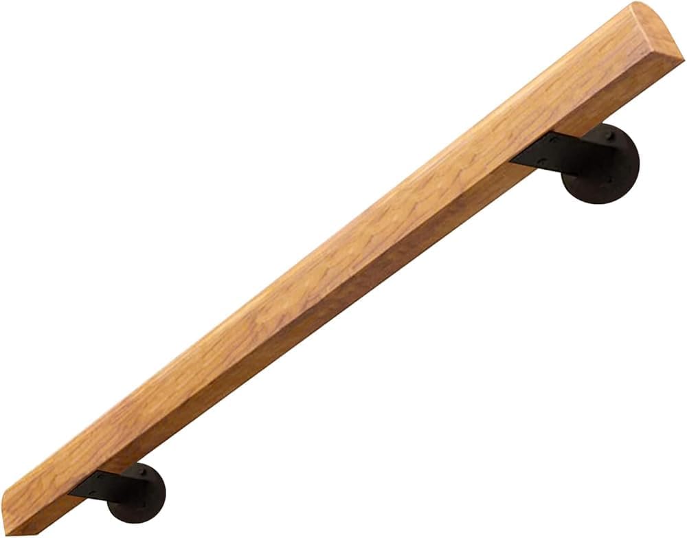 Wooden Non Slip Staircase Handrail Support for Stairs Indoor Outdoor Wall Mount Banister for Home Garden Corridor Grab Bar Railings for Lofts Decking (Size: 4.6ft/140cm)