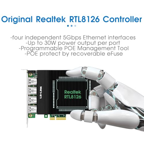 PCIe X4 Tarjeta Capturadora con Cuatro Puertos PoE 5G Vision miniatura 4