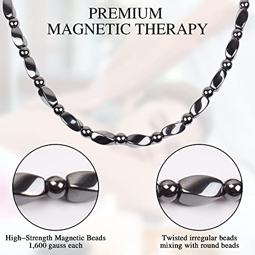 Hematite Necklace Unisex Black- Natural Magnetic Hematite Necklace Relieve Fatigue around Neck, Shoulder-17.6 inch (45cm)3