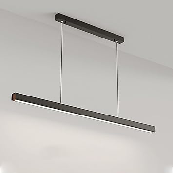 Modern LED Pendant Lights, Linear Metal Hanging Light with White Acrylic Shade, Simple Dining Room Decorative Lighting Chandeliers, Kitchen Island Long Pendant Lamp, 3 Color Mode