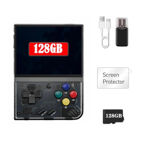 MIYOO Mini Plus 128GB Retro Game Console Portable Handheld Linux System, 3,5inch IPS Game Console 640*480 Screen Portable Gaming Player MIYOO Mini+ (Black Transparent) -  Bigarbee-miyoo128gb-linux, miyooplus128gb-linux-0910