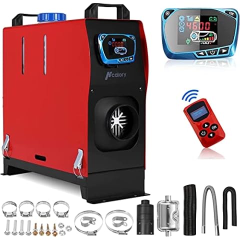 HCALORY 12V 5KW-8KW Diesel Air Heater, Portable and Convenient Integrated Parking Heater Heating, All-in-one Single Hole with Remote Control Blue LCD Monitor for Car Trucks Boat Bus RV and Trailer Cover