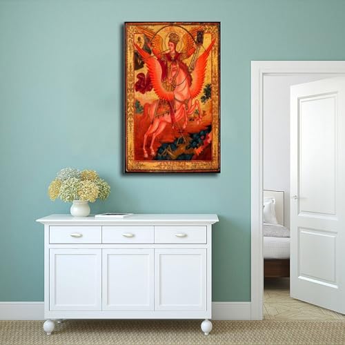 Tableau Saint Michel Terrassant le Dragon Impression Toile 30x45cm - 4