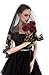 PAMOR Black Lace Veil Creative Mantilla Cathedral Tulle Sheer Wedding Halloween Veil for Bride With Comb