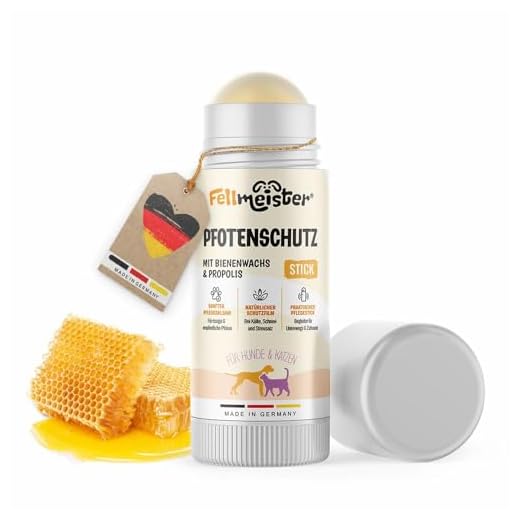 Fellmeister® Pootbalsem 2-in-1 stick en neusbalsem voor honden en katten, 100% natuurlijke balsem met bijenwas, pootverzorging, wintersneeuw tegen gebarsten poten, snuit (40 ml)
