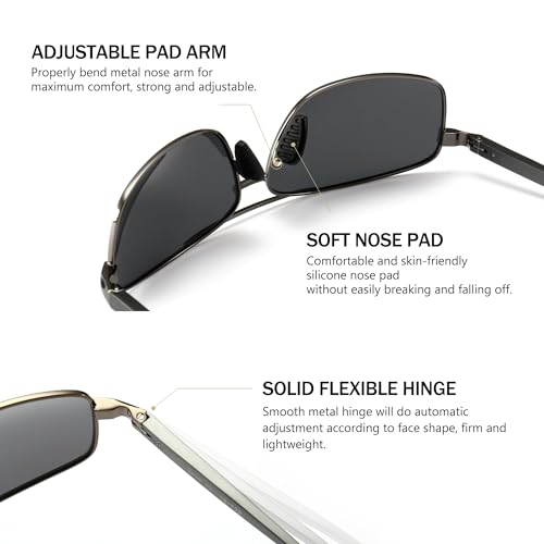 Image of SUNGAIT UV protection Ultra Lightweight Rectangular Polarized Sunglasses