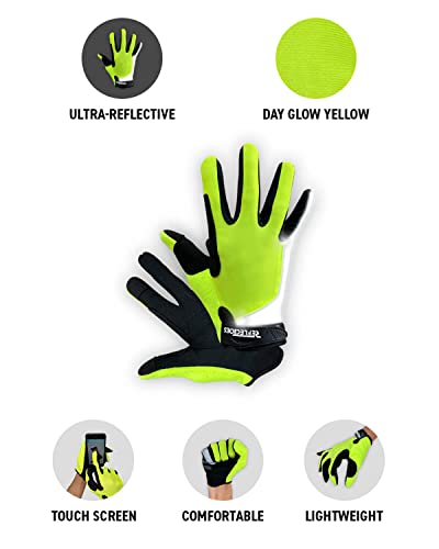 Luvas refletivas de ciclismo de verão para alta visibilidade [meio dedo] – Luvas fluorescentes de al