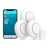 meross WLAN Rauchmelder / Feuermelder 3 St. mit Hub funktioniert mit Apple HomeKit Schlafzimmertauglich Brandmelder mit Stummschaltung und Selbsttest Funktion Geprüft nach DIN EN 14604, Weiß