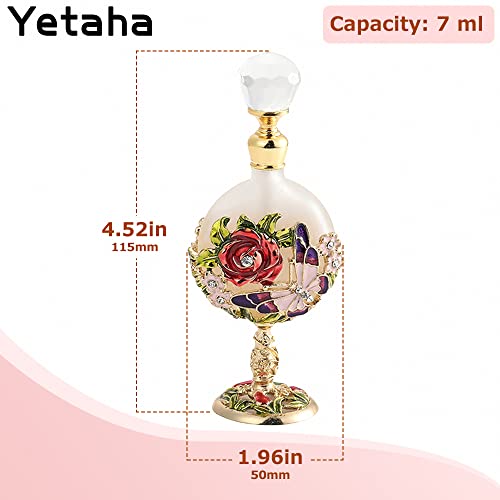 Yetaha Vintage Refillable Empty Perfume Bottles, Fancy Crystal Glass Perfume Bottle Decorative Jeweled Flowers Essential Oil Bottle For Living Room Bedroom Decor Birthday Holiday Gift(7Ml, Clear) #TOP1