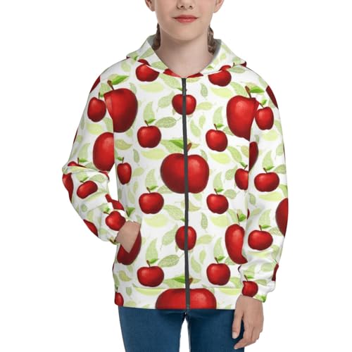 Fruit Apples Kids Pullover Hoodies Boys Zip Up Sweatshirts Girls Athletic Clothes with Pocket3