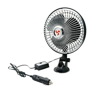 Ventilateur de voiture, ventilateur de refroidissement silencieux portable Riloer 12 / 24V pour camping de voyage, avec prise allume-cigare, rotation 360