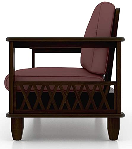 Image of Sheesham Wood 6 Seater Sofa Set for Living Room Bedroom Hall Home Office 3+2+1 Wooden Six Seater Sofas Furniture (Walnut Brown Finish)