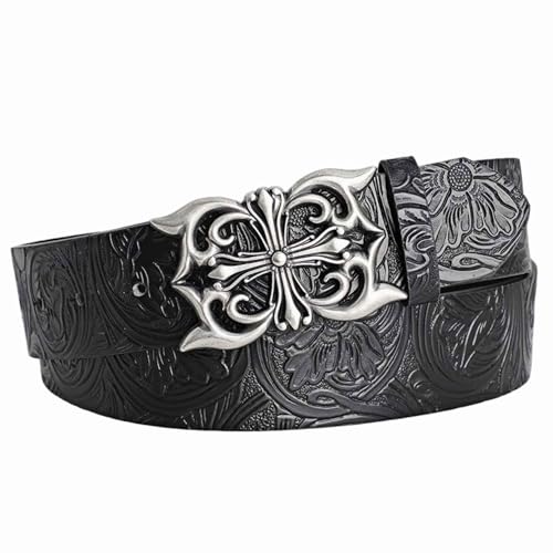 Y2k Cross Belt Men, Black Western Emo Goth Alt Belt for Woman Men, Cowboy Cowgirl Cool Scene Grunge Belts, Womens Country Leather Thick Belts for Jeans Trendy, Punk Fashion Gothic Accessories