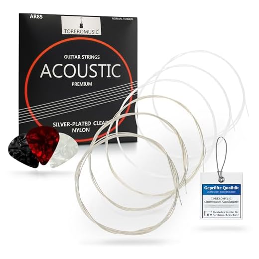 TOREROMUSIC® - Classical Guitar Strings - Nylon & Silver Premium Nylon Strings for Acoustic, Classical and Classical Guitar (6 String Set) - Includes 3 Picks