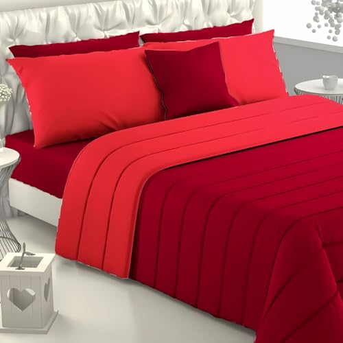 Viterbo Biancheria - Couette pour lit simple, couette d'hiver fabriquée en Italie, rembourrage de 300 g/m², couvre-lit (simple (4109), Bordeaux/Rouge)