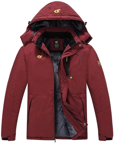 Image of QPNGRP Mens Waterproof Fleece Ski Jacket Windproof Winter Snow Coat