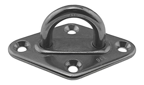 US Stainless Stainless Steel 316 Diamond Pad Eye 1/4\" (2.5\" x 1.5\") 6mm (65mm x 40mm) Marine Grade