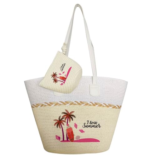 Grand sac à main en paille tressée style boho et sac d'été grand format
