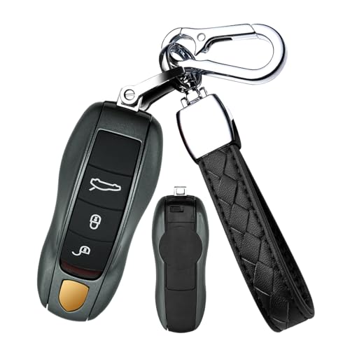 Ysbxitu 3 Piece Spray Paint Shell Fit for Porsche Key Fob Replacement Compatible with Porsche Boxster Cayenne Cayman Macan Panamera Macan 718 Cayenne 92A Anti Fall Key Fob Shell Gray