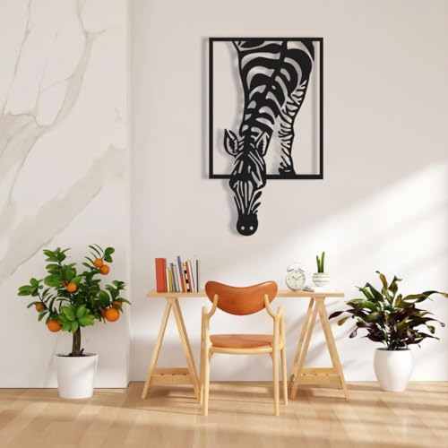Image of Saifix Zebra Metal Wall Art Decorative Panel | Modern Safari-Themed Wall Hanging for Living Room, Bedroom & Office | Premium Laser Cut Steel with Rust-Proof Matte Coating