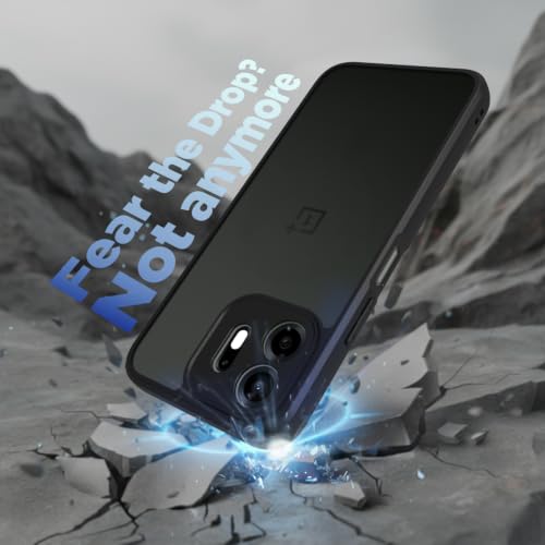 Image of RIGGEAR Shockproof Sleek Hybrid Armor Back Cover Case for OnePlus N6 5G (Smoke Black Matte PC + Black TPU Bumper)