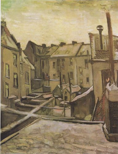 Art Mural Arrière cours à Anvers sous la neige : sublimez votre salon style loft moderne