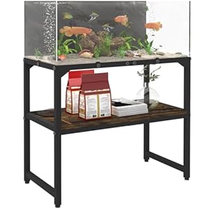 20 Gallon High Rimless Fish Tank Stand with Shelf for Storage, 2 Tiers Metal Aquarium Stand, Breeder Tank Turtle Reptile Terrariums Stand Rack for Home Office, 24″ L x 12″ W x 20.5″ H, Black