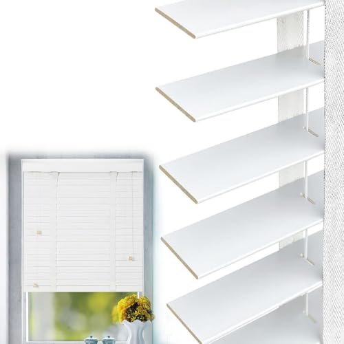 Image of Wooden Indoor Window Blinds 50mm Slats, 30cm 40cm 50cm 60cm 90cm 100cm 120cm 140cm 150cm 160cm 180cm Privacy Horizontal Shades, Plantation Style Wooden Venetian Blind(White)