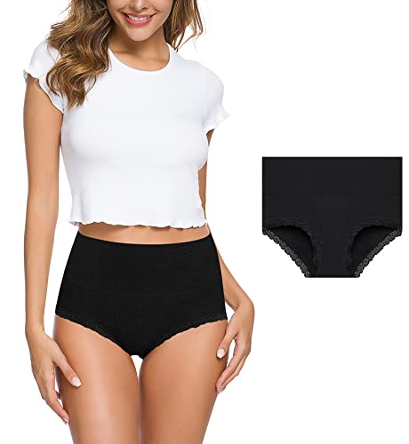 Image of Womens Underwear,Cotton Mid Waist No Muffin Top Full Coverage Brief Ladies Panties Lingerie Undergarments for Women Multipack
