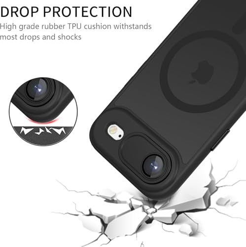 Image of Elzzi Magnetic Magsafe for iPhone 17 Air Case, Upgraded [Full Camera Protection] [Compatible with Magsafe] [Translucent Matte] Shockproof Protective Phone Case for Men & Women - Black