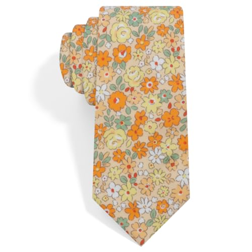 Image of Luckyvestir Ties for Men, Sage Green Cotton Floral Tie 2.76 inch Flower Printed Men's Neckties for Wedding /Groomsmen /Suit /Party