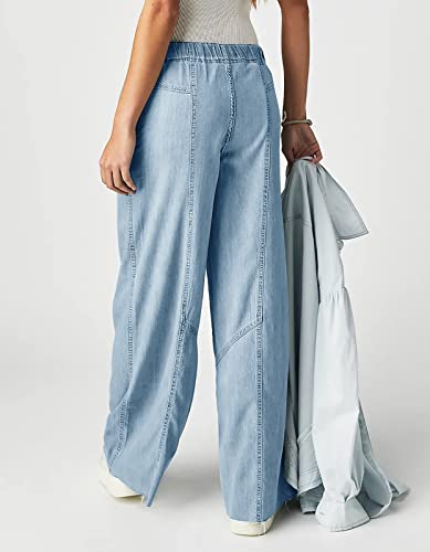 Mafulus Women's Wide Leg Jeans Elastic High Waisted Baggy Jeans Loose Fit Seemed Front Denim Pants2