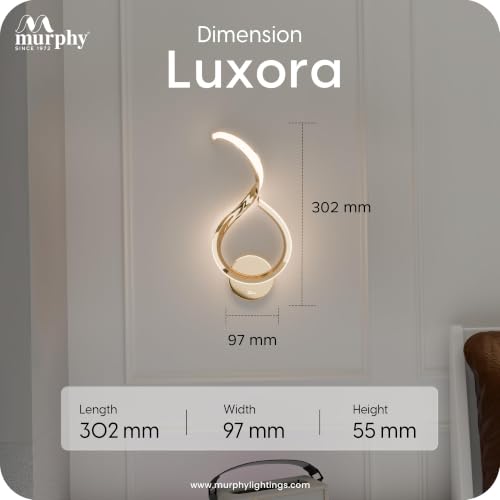 Image of Murphy Luxora Elegant LED Wall Lamp for Home - 2 Years Warranty - Modern Aluminium Light with 3 Color Modes (French Gold, Pack of 1)