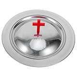SHINEOFI Edelstahl Kommunionstablett 30cm mit Deckel Abendmahlsbrotteller für Altarbedarf Hygienisches Serviertablett für Taufen und Kirchliche Zeremonien