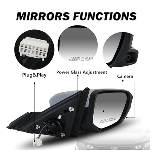 Rétroviseur électrique Civic chauffant avec caméra d'angle mort pour version US - 4