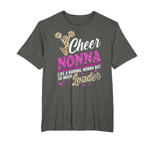 Cheer Nonna Biggest Fan Leopard Print and Pom Pom T-Shirt, Men's Big and Tall, Asphalt Grey, 4X Tall
