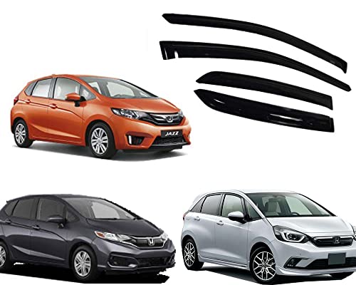 Image of Door Visor Wind Rain Deflector Black Compatible for Jazz Type 2 /3 / 4 2014 Onwards Onward Set of 4 Pieces