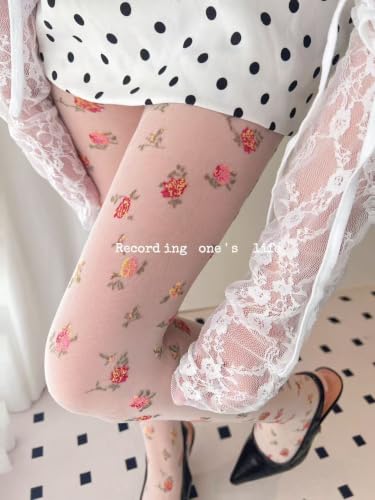 Image of Benefeet Sox Women Sheer Tights Floral Patterned Sheer Nylon Pantyhose