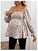 MakeMeChic Women's Maternity Blouse Floral Square Neck Ruffle Sleeve Shirts Peplum Shirred Business Office Work Tops Multicolor Large