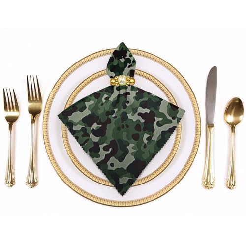Servilletas de Tela con Estampado Camuflaje Verde Reutilizables miniatura 3