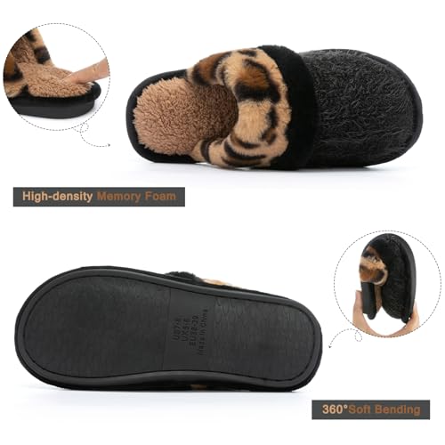 Image of GOEWY Cozy Slippers for Women Indoor and Outdoor Fuzzy House Shoes with Memory Foam Anti-Skid Sole Gifts for Women Mom Ladies