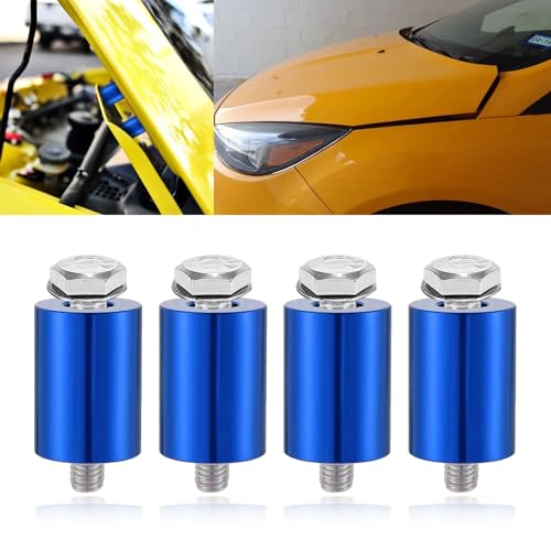x xotic tech Front Engine Hood Spacer Riser Kit, Aluminum Alloy 8mm JDM Racing Turbo Motor Hood Heightener Vent Ventilation Riser, Universal Car Modification Accessories (4pcs, Blue)